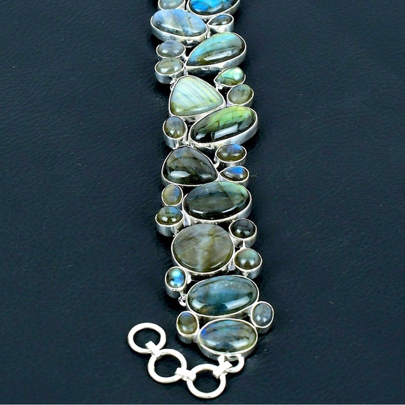 925 sterling silver Labordarite bracelet! Extraordinarily beautiful! HANDMADE!!! - Picture 4 of 15